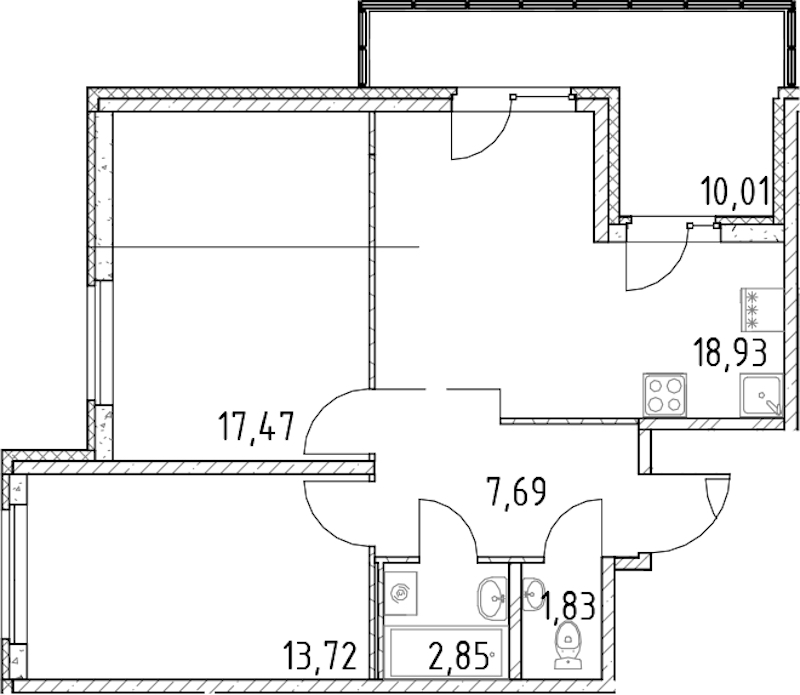 2-комнатная квартира 62.49 м², 8/23 эт., ЖК «Город Первых»